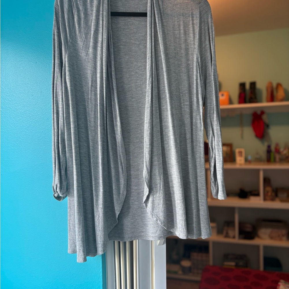 Light Gray Open Front Women's Cardigan Sweater